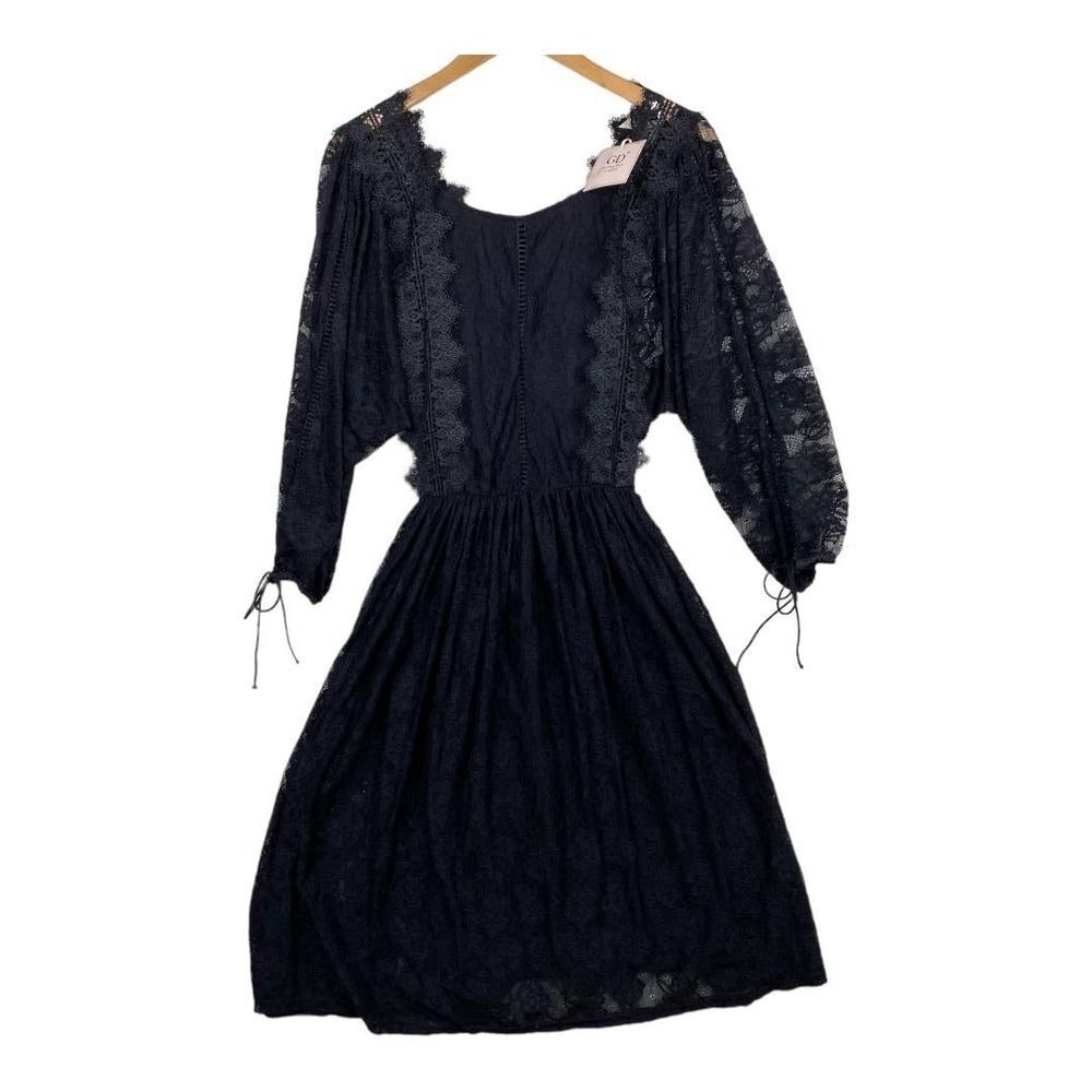 NWT Gothic Black lace whimsical prairie dress new women's M/L